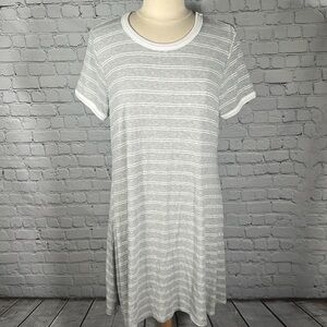 Mossimo Supply Co. Gray White Skater Stretchy Striped Dress XXL